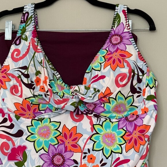 💖Host Pick💖Anne Cole 2 Piece Tankini Underwire Adjustable Straps Floral Sz 16 - Picture 3 of 14